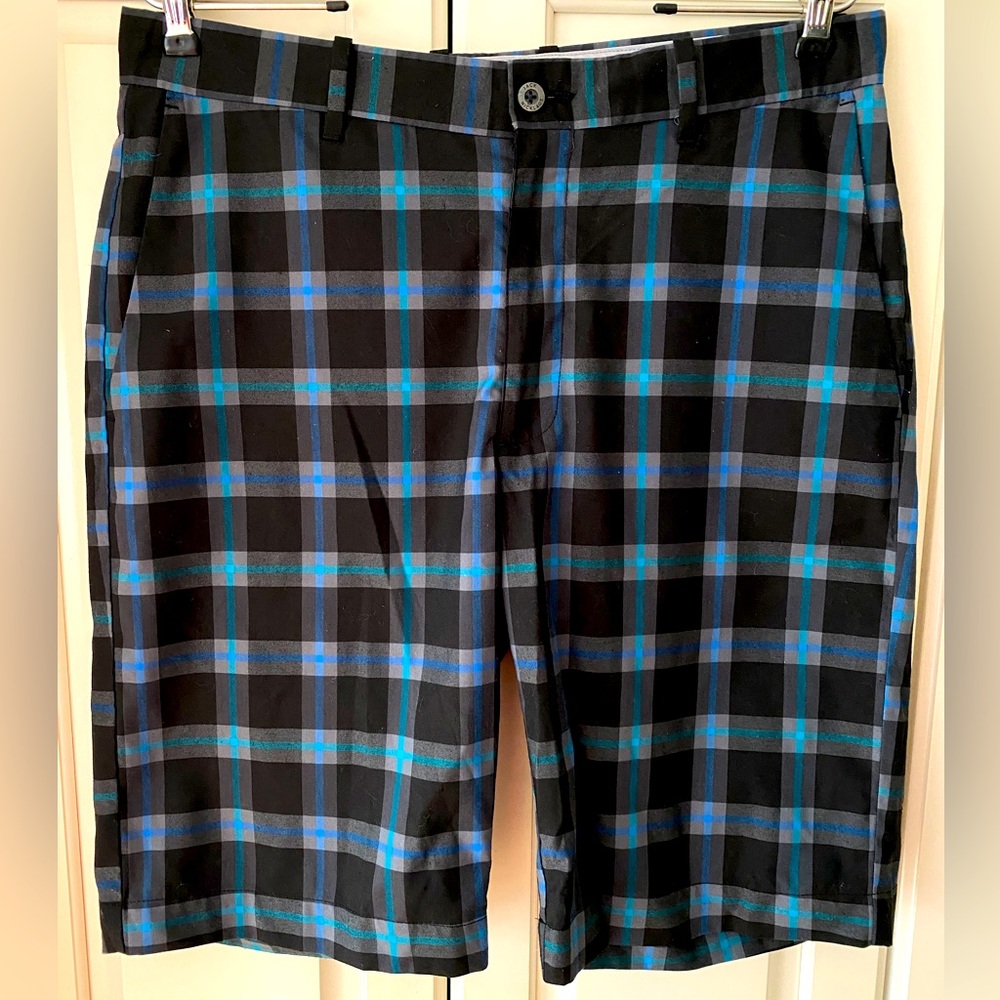 Jack Nicklaus check Shorts Black Gray Blue Men's Size 32